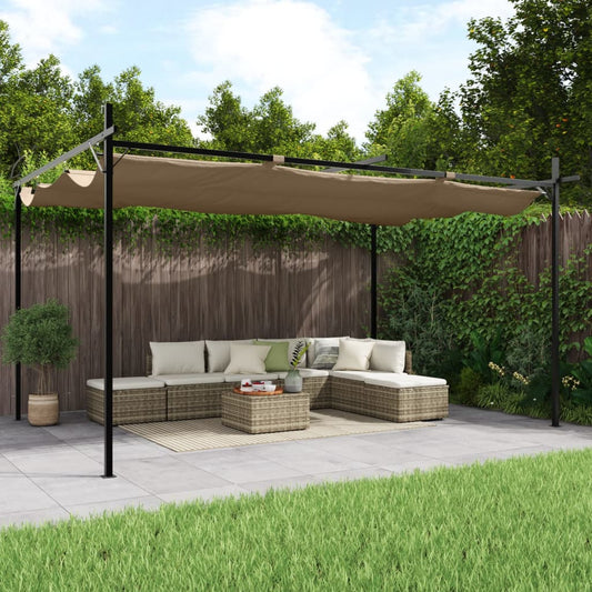 vidaXL Pergola with Retractable Roof Taupe 395x292x230 cm 1