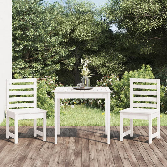 3 Piece Garden Bistro Set Solid Wood Pine White pine
