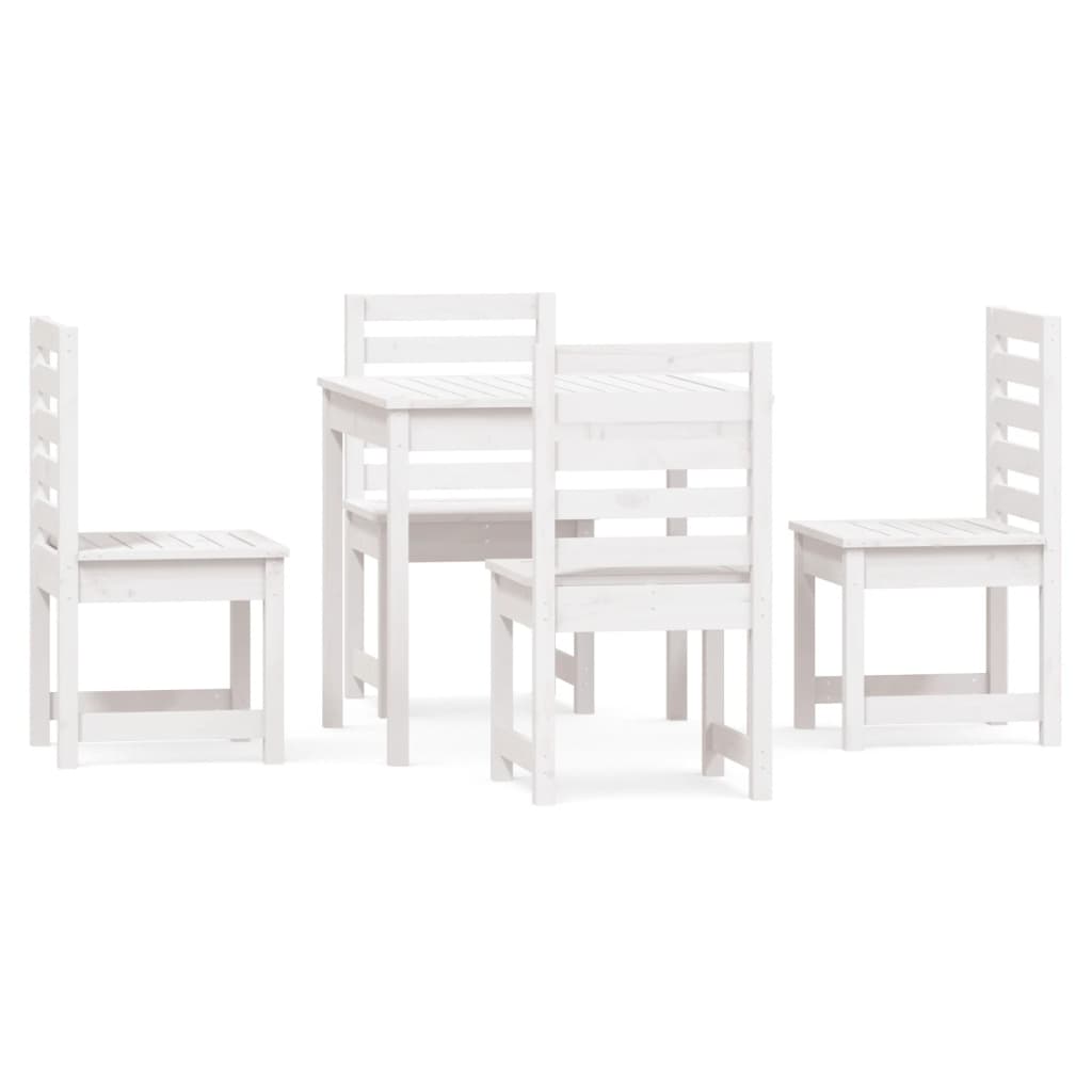 vidaXL 5 Piece Garden Dining Set White Solid Wood Pine 2