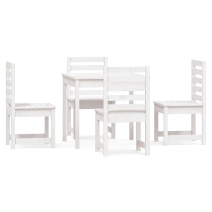 vidaXL 5 Piece Garden Dining Set White Solid Wood Pine 2