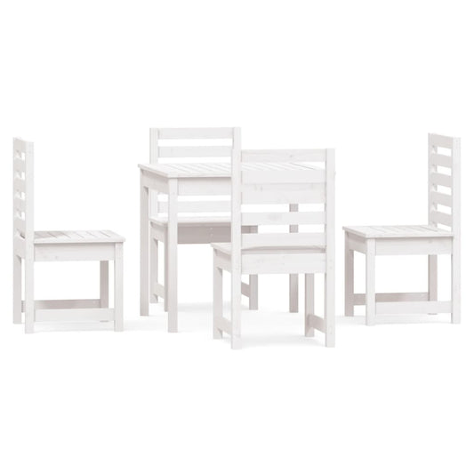 vidaXL 5 Piece Garden Dining Set White Solid Wood Pine 2