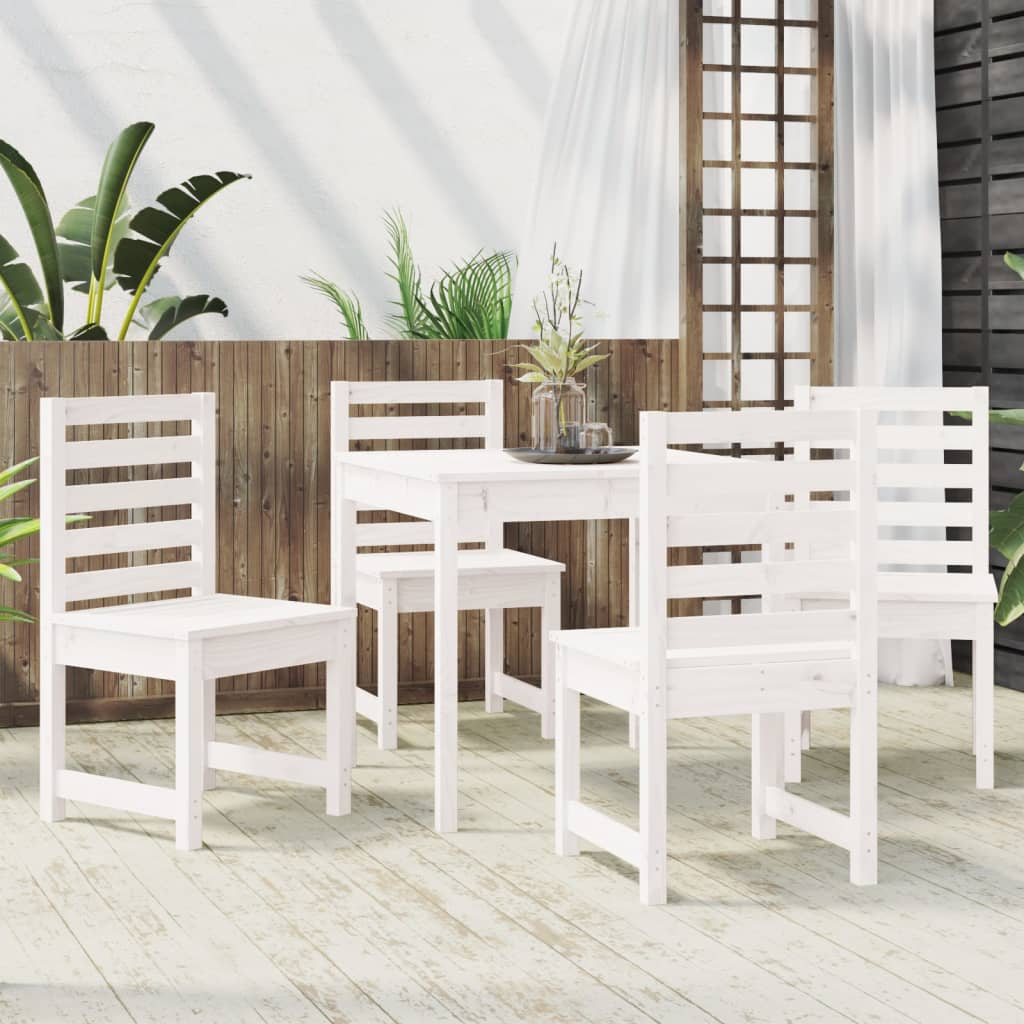 vidaXL 5 Piece Garden Dining Set White Solid Wood Pine 3