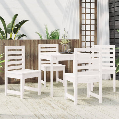 vidaXL 5 Piece Garden Dining Set White Solid Wood Pine 3