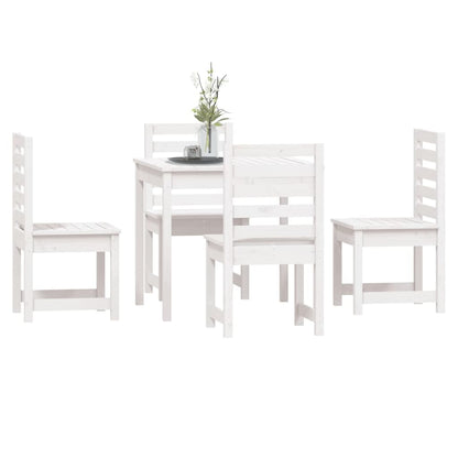 vidaXL 5 Piece Garden Dining Set White Solid Wood Pine 4