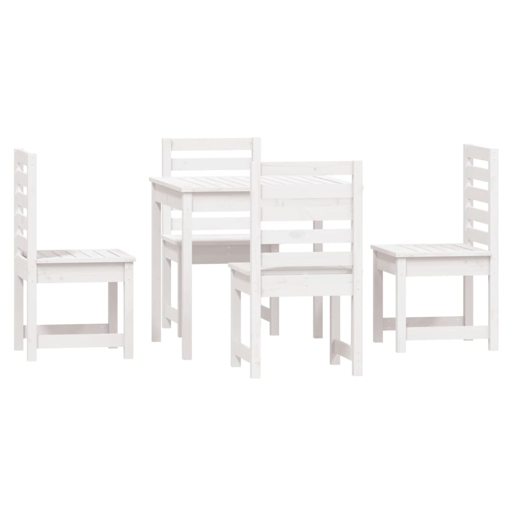 vidaXL 5 Piece Garden Dining Set White Solid Wood Pine 5