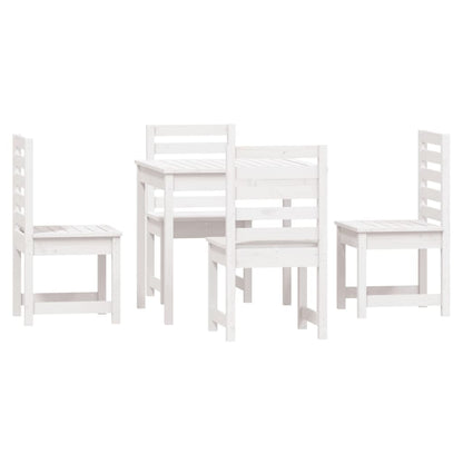 vidaXL 5 Piece Garden Dining Set White Solid Wood Pine 5