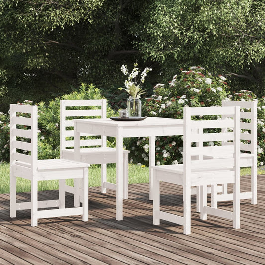 vidaXL 5 Piece Garden Dining Set White Solid Wood Pine 1