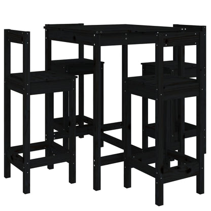 vidaXL 5 Piece Garden Bar Set Black Solid Wood Pine 2
