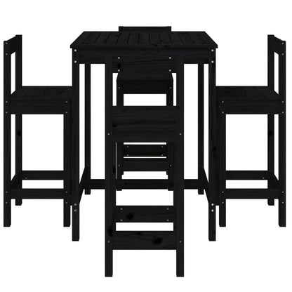vidaXL 5 Piece Garden Bar Set Black Solid Wood Pine 4