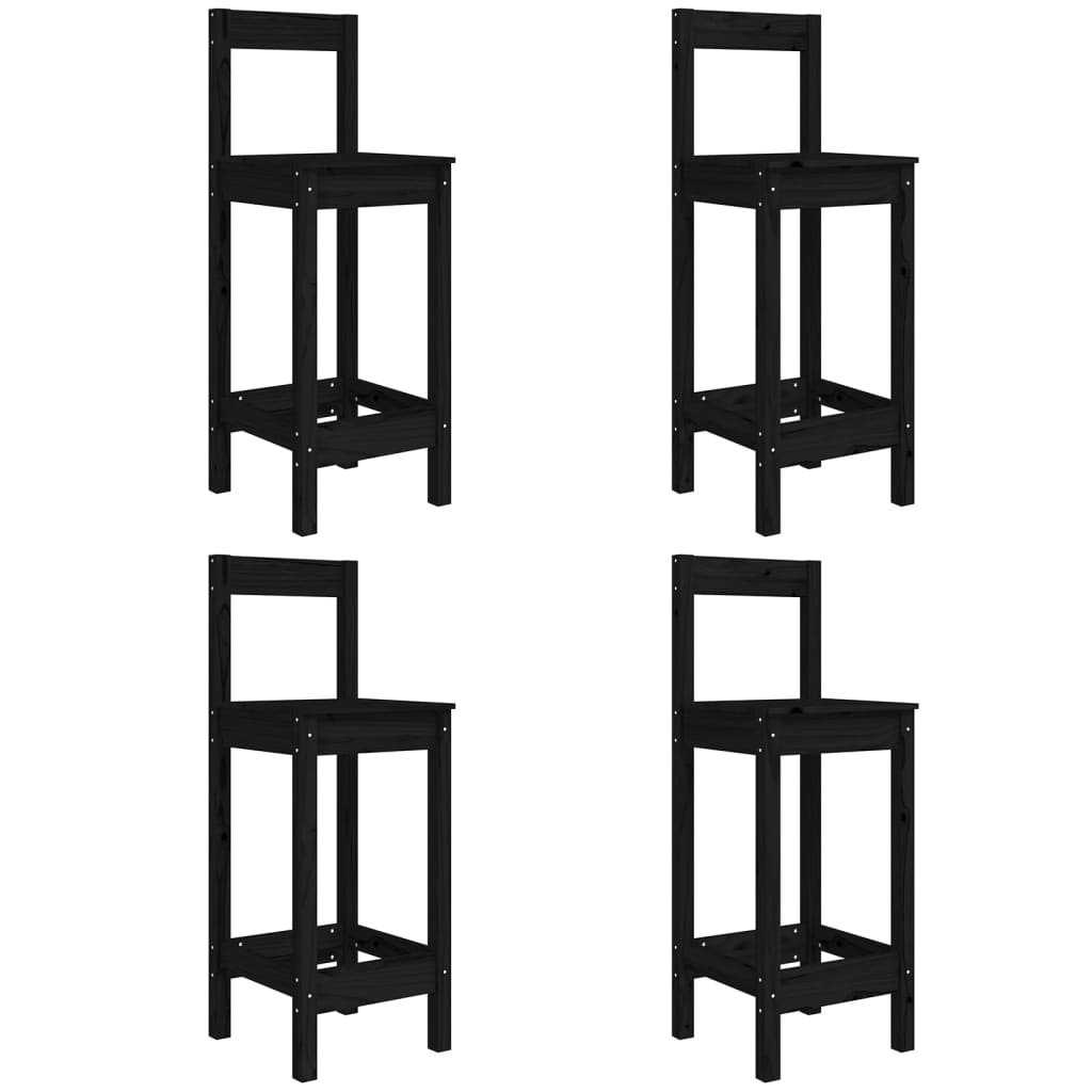 vidaXL 5 Piece Garden Bar Set Black Solid Wood Pine 5