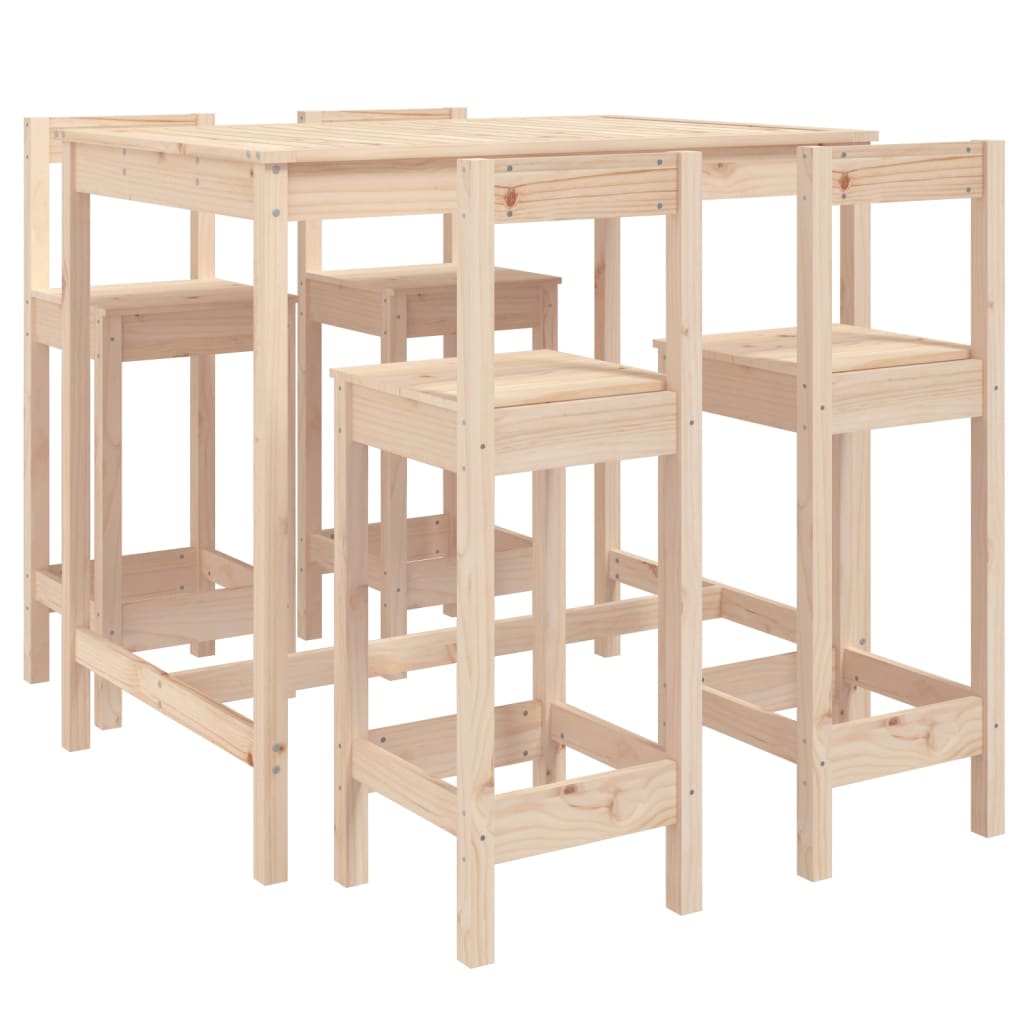 vidaXL 5 Piece Garden Bar Set Solid Wood Pine 2