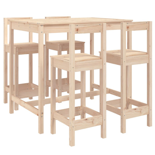 vidaXL 5 Piece Garden Bar Set Solid Wood Pine 2