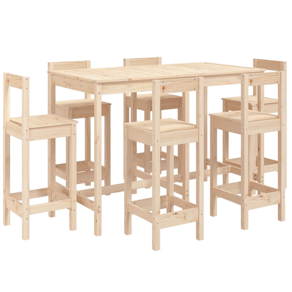 vidaXL 7 Piece Garden Bar Set Solid Wood Pine 2