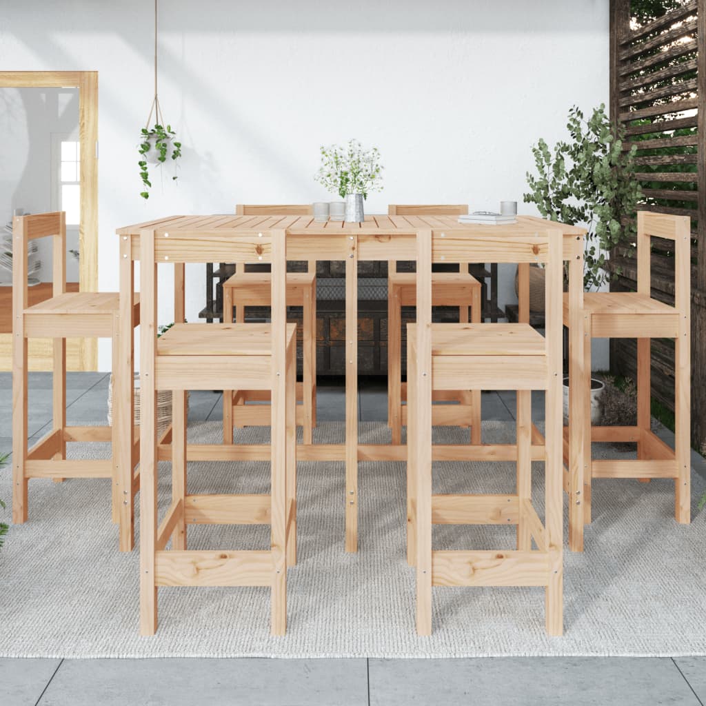 vidaXL 7 Piece Garden Bar Set Solid Wood Pine 3