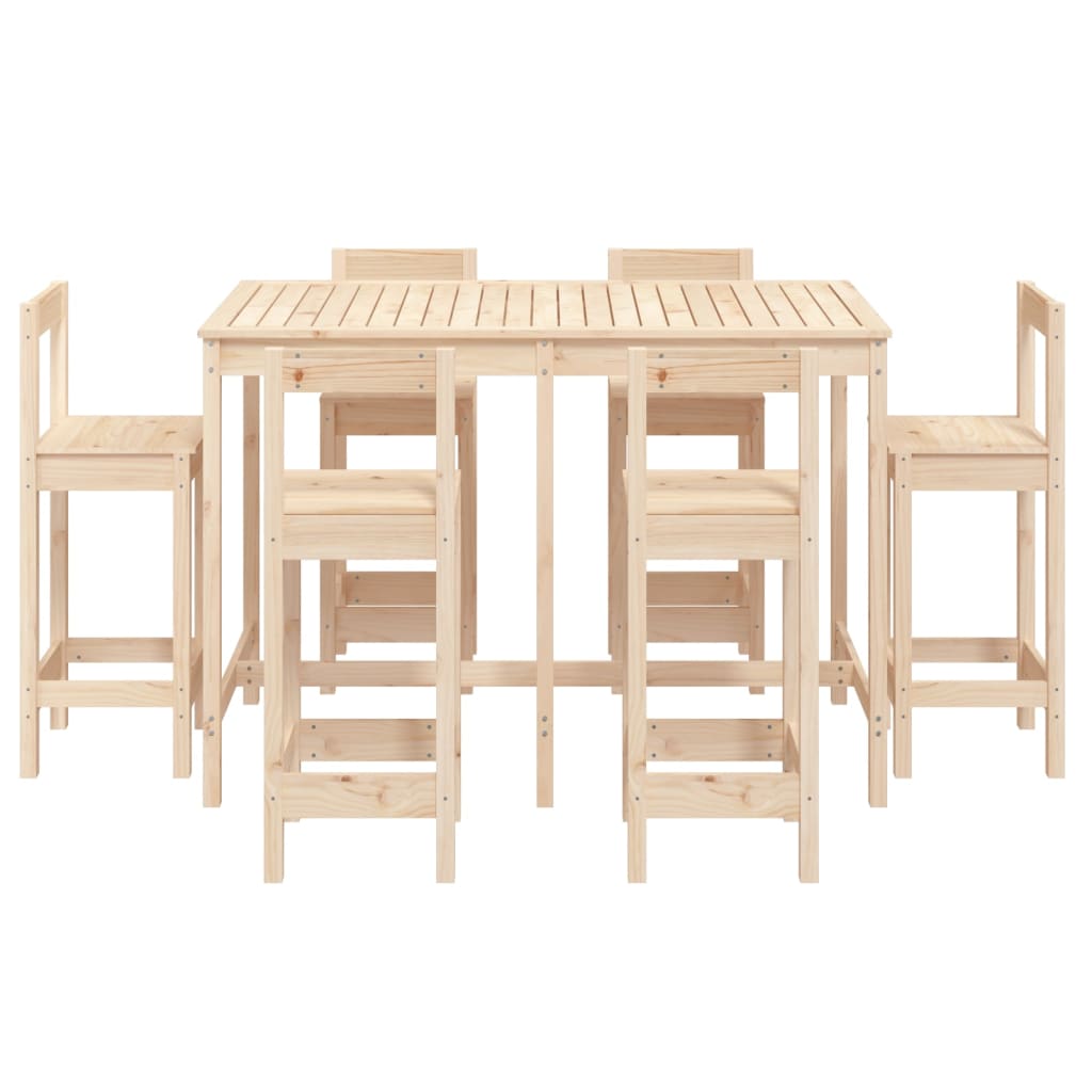 vidaXL 7 Piece Garden Bar Set Solid Wood Pine 4