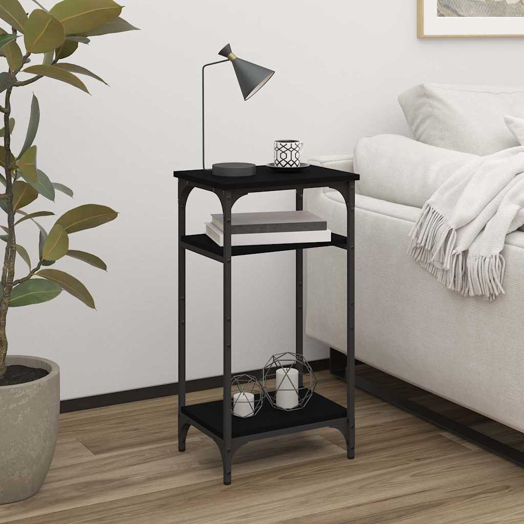 Side Table Engineered Wood Black