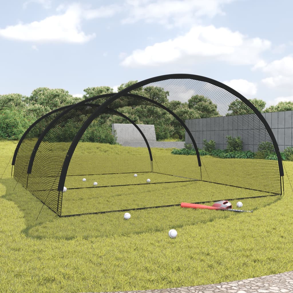 vidaXL Baseball Batting Cage Net Black 600x400x250 cm Polyester 1
