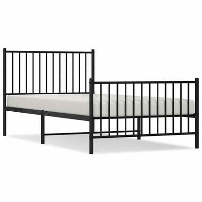 Metal Bed Frame without Mattress with Footboard Black with Headboard & Footboard 100 cm 200 cm