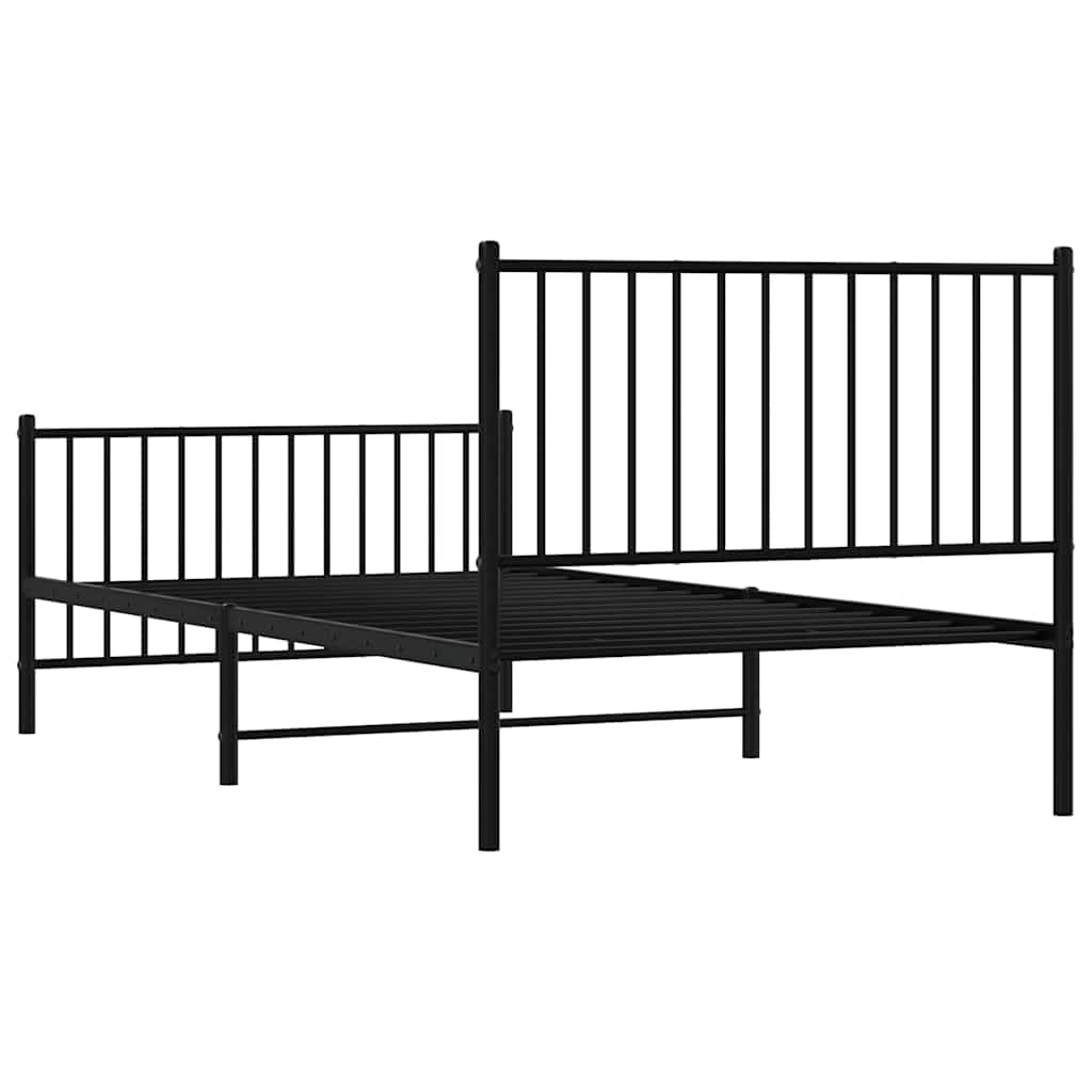 Metal Bed Frame without Mattress with Footboard Black with Headboard & Footboard 100 cm 200 cm