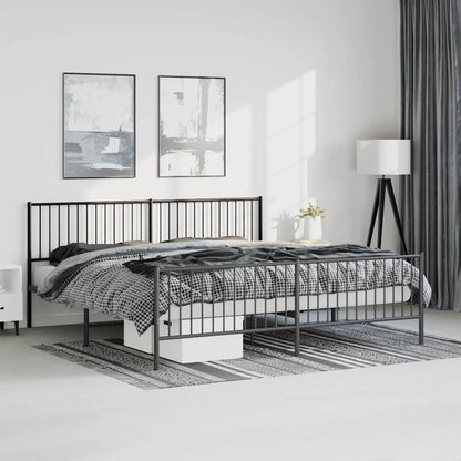 Metal Bed Frame without Mattress with Footboard Black with Headboard & Footboard 193 cm 203 cm