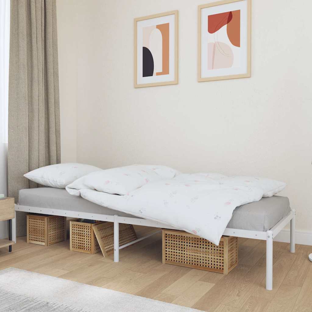Metal Bed Frame without Mattress White without Headboard 75 cm 190 cm
