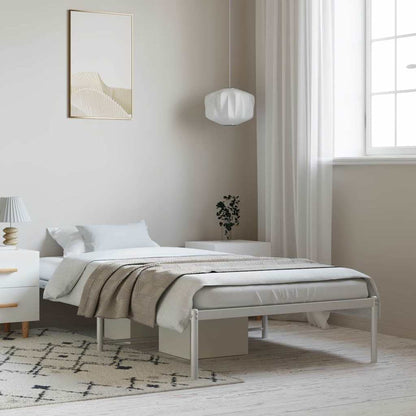 Metal Bed Frame without Mattress White without Headboard 100 cm 190 cm