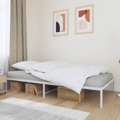 Metal Bed Frame without Mattress White without Headboard 100 cm 200 cm