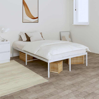 Metal Bed Frame without Mattress White without Headboard 120 cm 190 cm