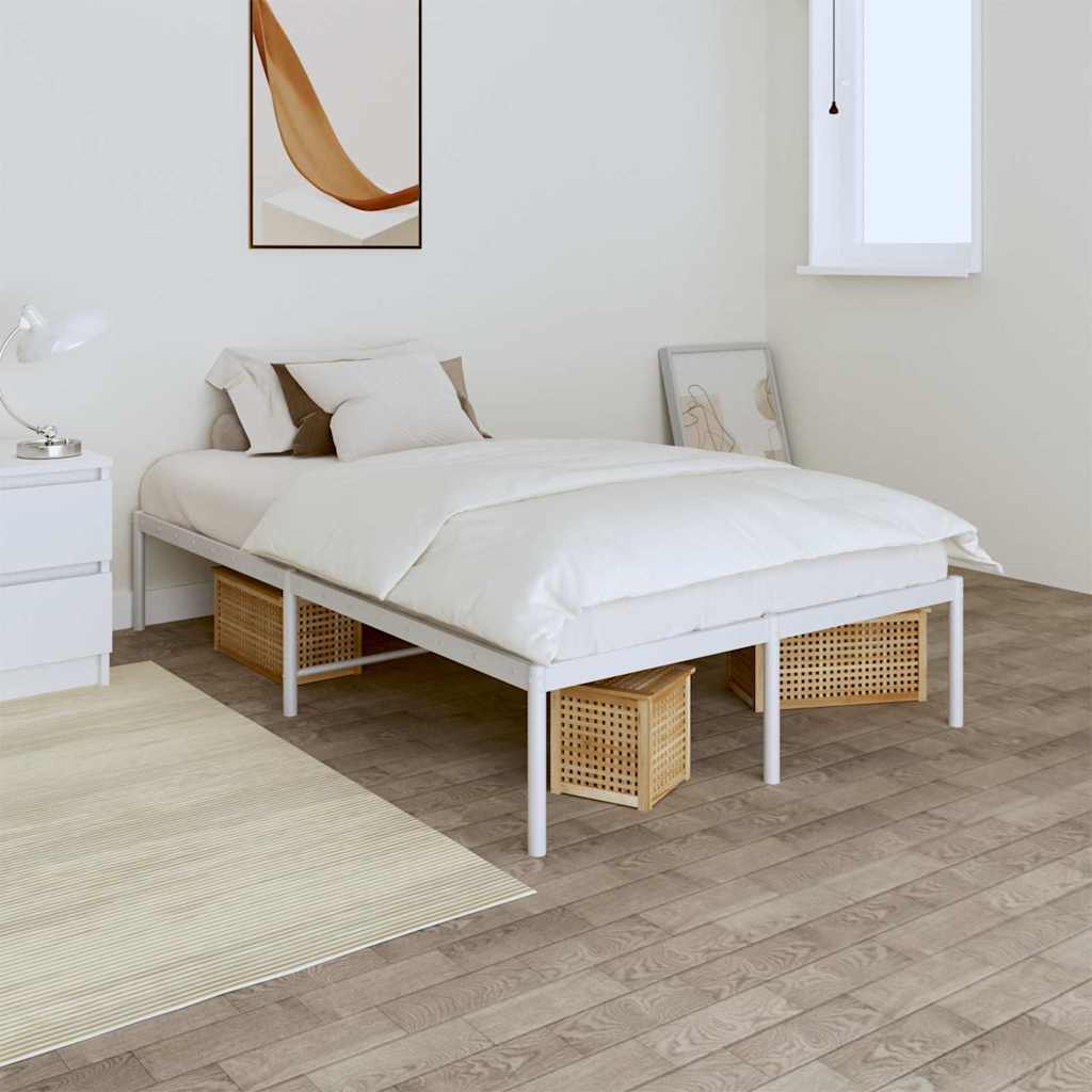 Metal Bed Frame without Mattress White without Headboard 120 cm 200 cm