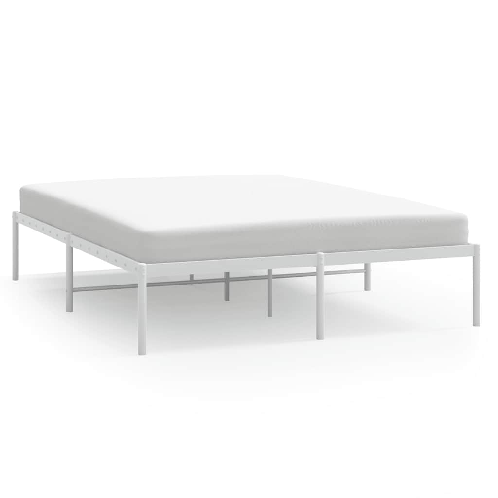 Metal Bed Frame without Mattress White without Headboard 140 cm 200 cm