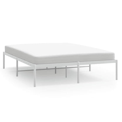 Metal Bed Frame without Mattress White without Headboard 140 cm 200 cm