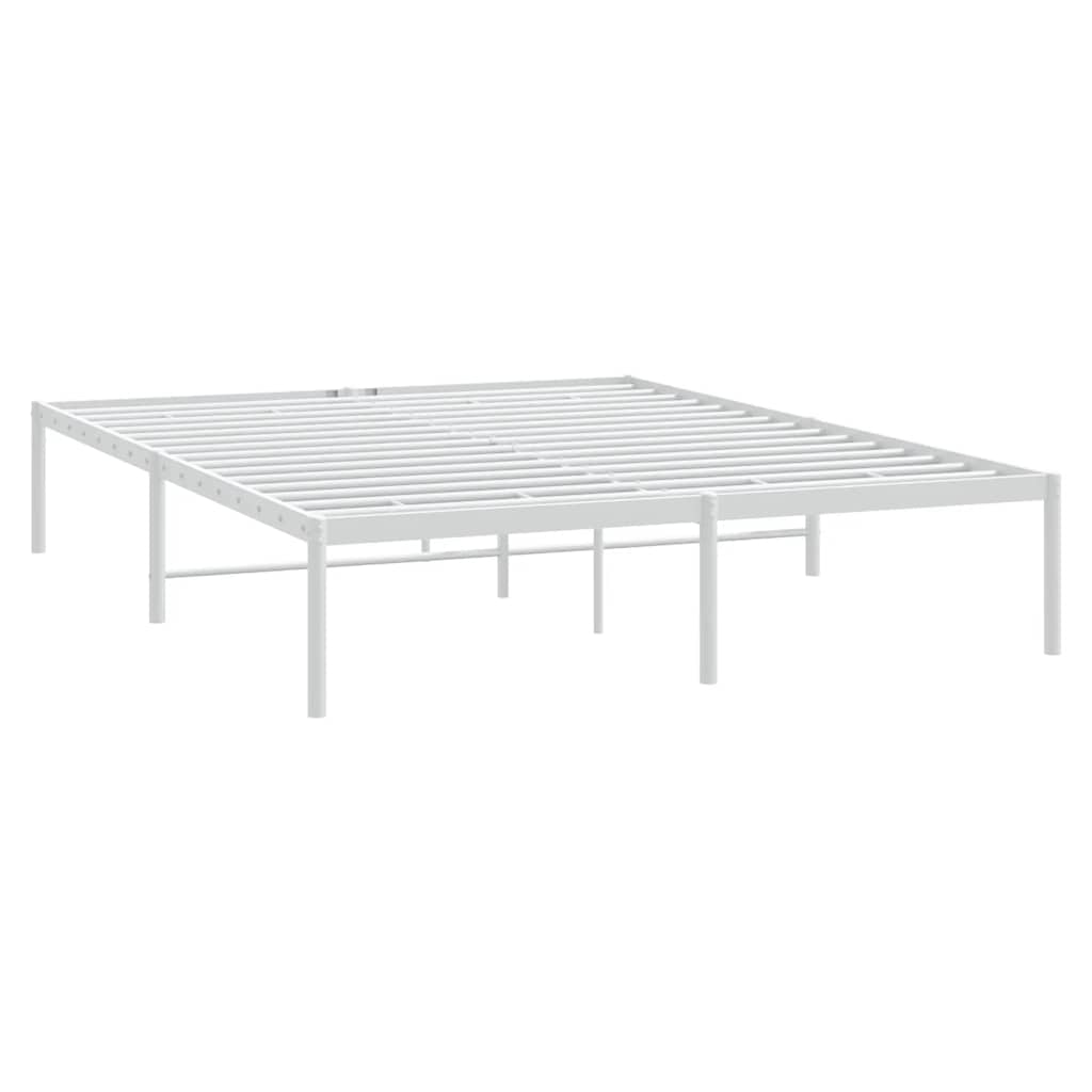 Metal Bed Frame without Mattress White without Headboard 140 cm 200 cm