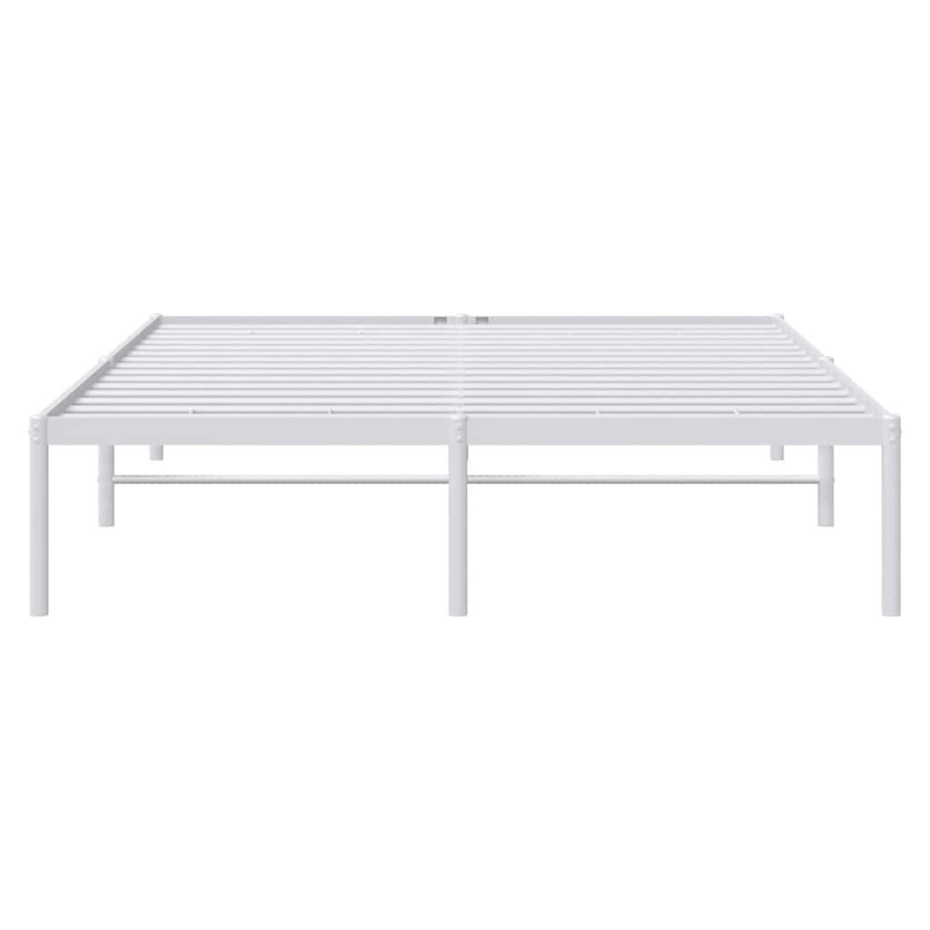 Metal Bed Frame without Mattress White without Headboard 140 cm 200 cm