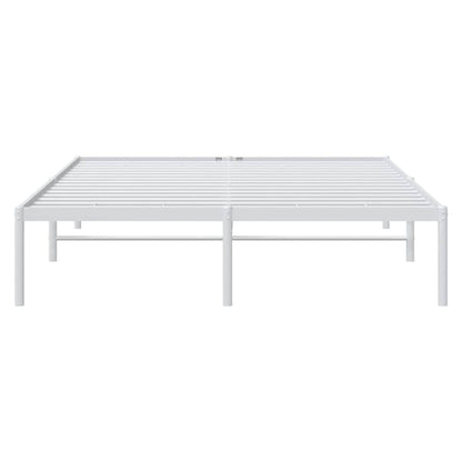 Metal Bed Frame without Mattress White without Headboard 140 cm 200 cm