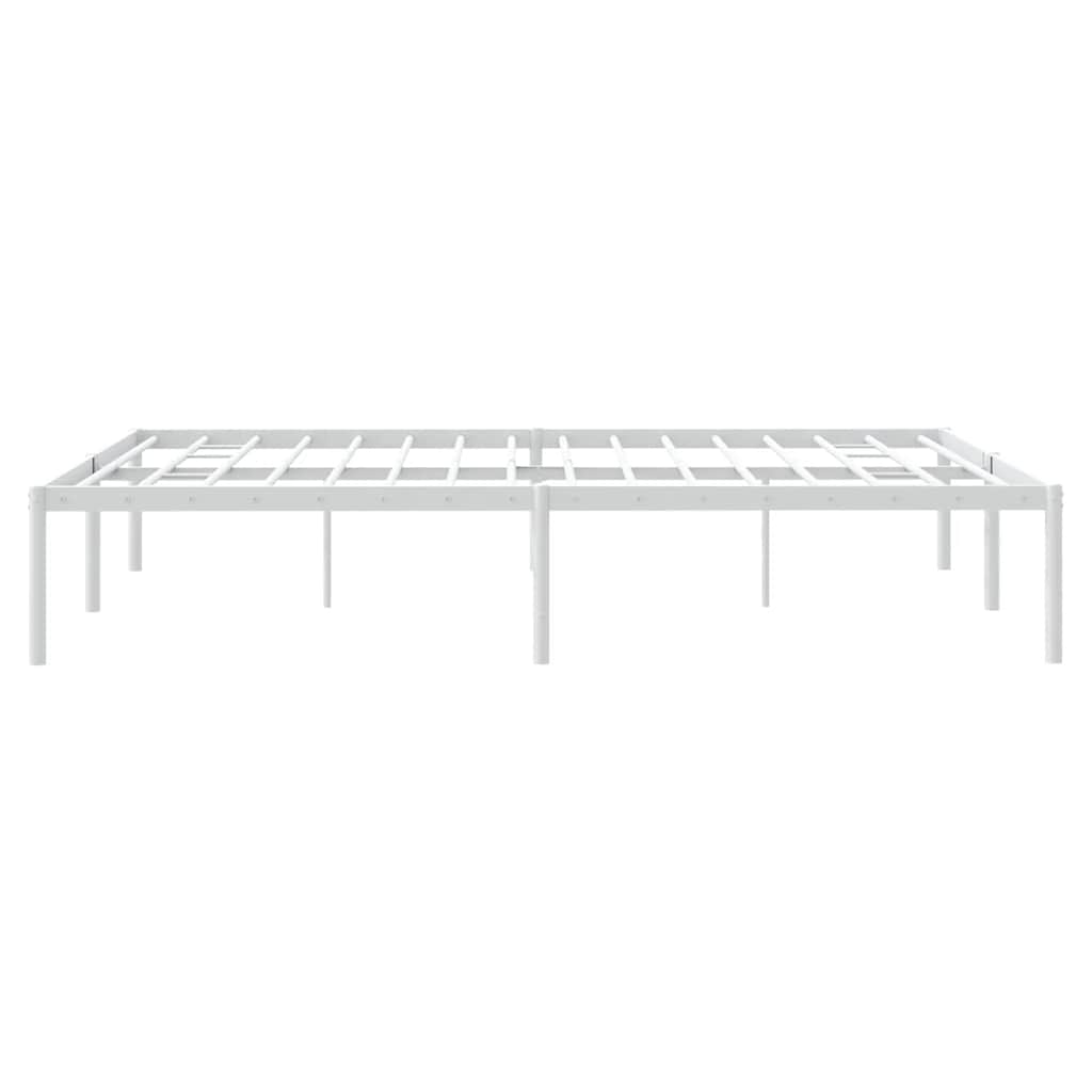 Metal Bed Frame without Mattress White without Headboard 140 cm 200 cm