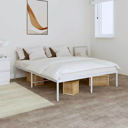 Metal Bed Frame without Mattress White without Headboard 160 cm 200 cm