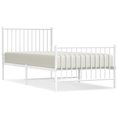 Metal Bed Frame without Mattress with Footboard White with Headboard & Footboard 90 cm 200 cm