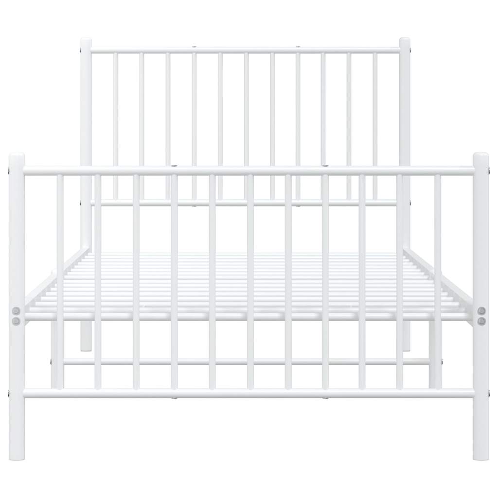 Metal Bed Frame without Mattress with Footboard White with Headboard & Footboard 90 cm 200 cm