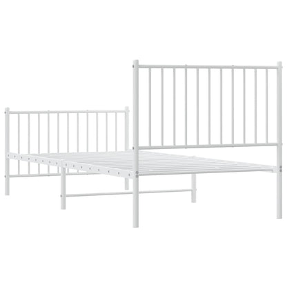 Metal Bed Frame without Mattress with Footboard White with Headboard & Footboard 90 cm 200 cm