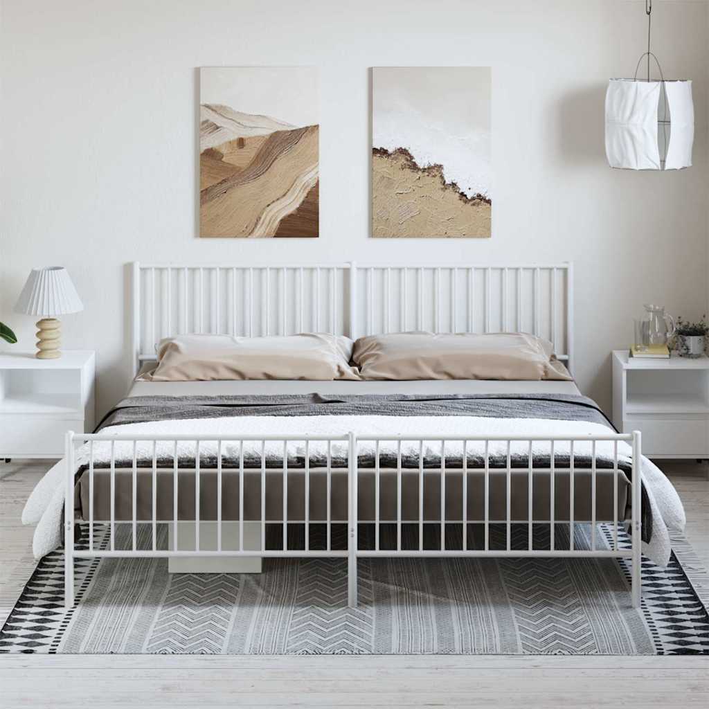 Metal Bed Frame without Mattress with Footboard White with Headboard & Footboard 193 cm 203 cm