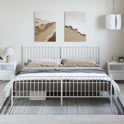 Metal Bed Frame without Mattress with Footboard White with Headboard & Footboard 193 cm 203 cm