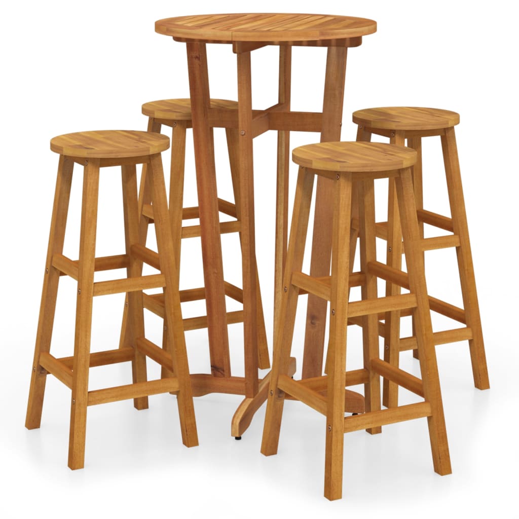 vidaXL 5 Piece Garden Bar Set Solid Wood  Acacia 2