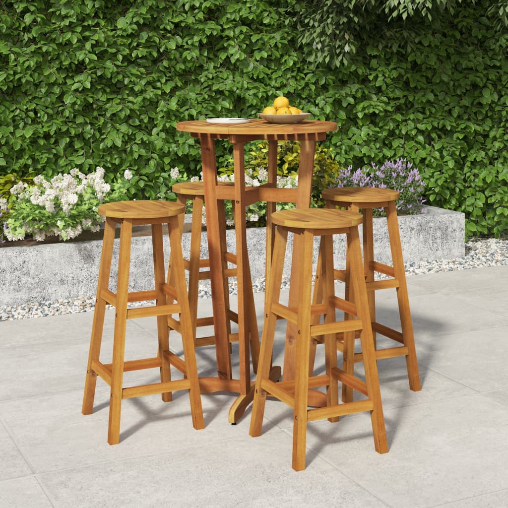 vidaXL 5 Piece Garden Bar Set Solid Wood  Acacia 1