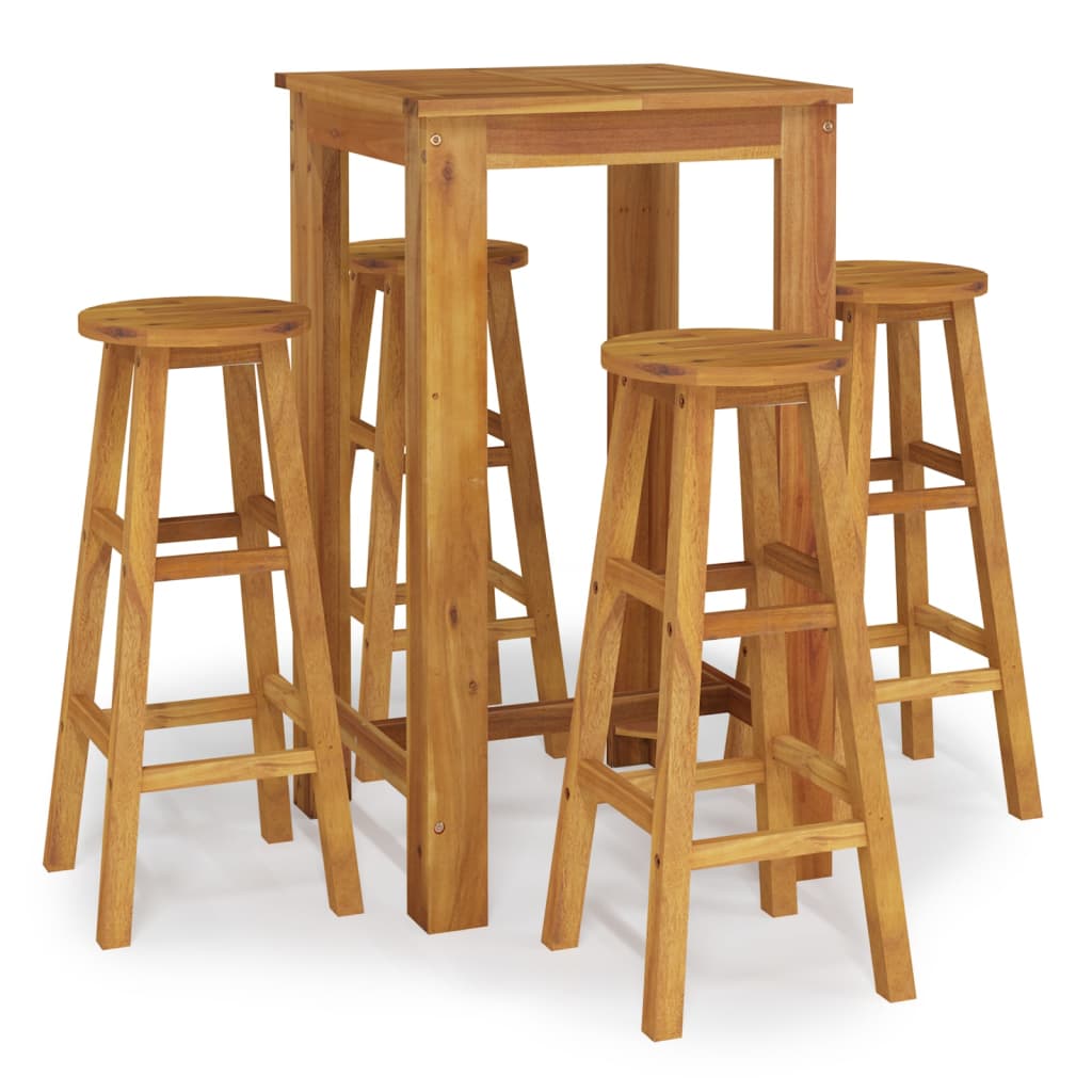 vidaXL 5 Piece Garden Bar Set Solid Wood Acacia 2