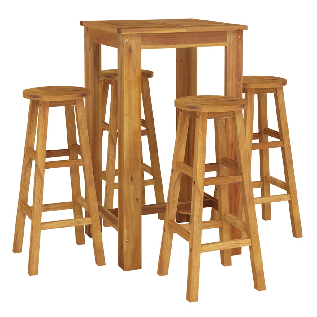 vidaXL 5 Piece Garden Bar Set Solid Wood Acacia 3