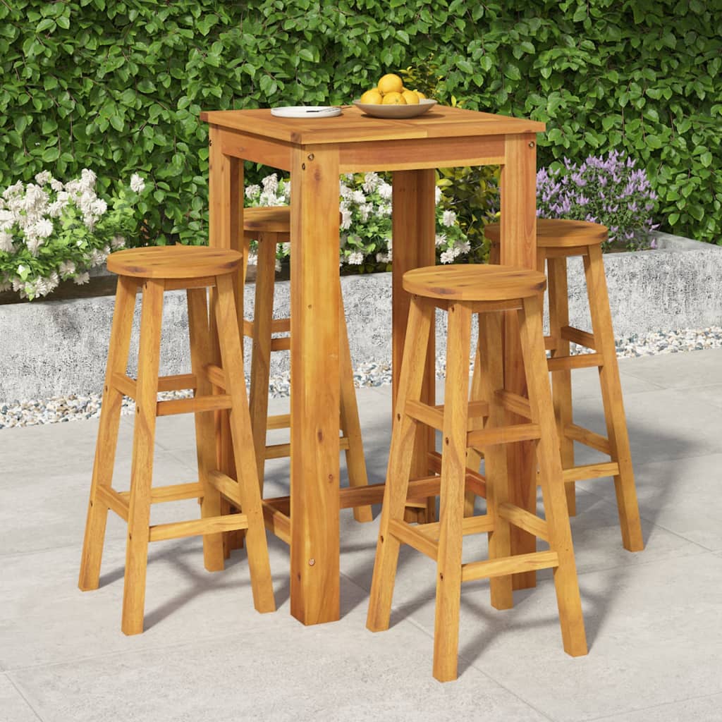 vidaXL 5 Piece Garden Bar Set Solid Wood Acacia 1