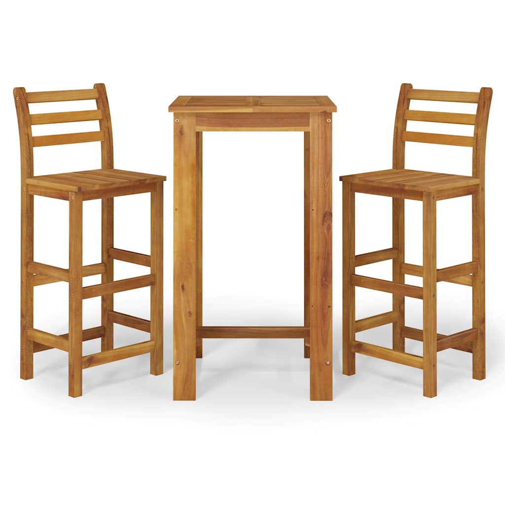 vidaXL 3 Piece Garden Bar Set Solid Wood  Acacia 2