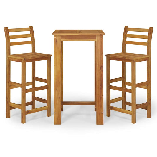 vidaXL 3 Piece Garden Bar Set Solid Wood  Acacia 2