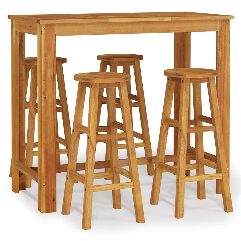 vidaXL 5 Piece Garden Bar Set Solid Wood Acacia 2