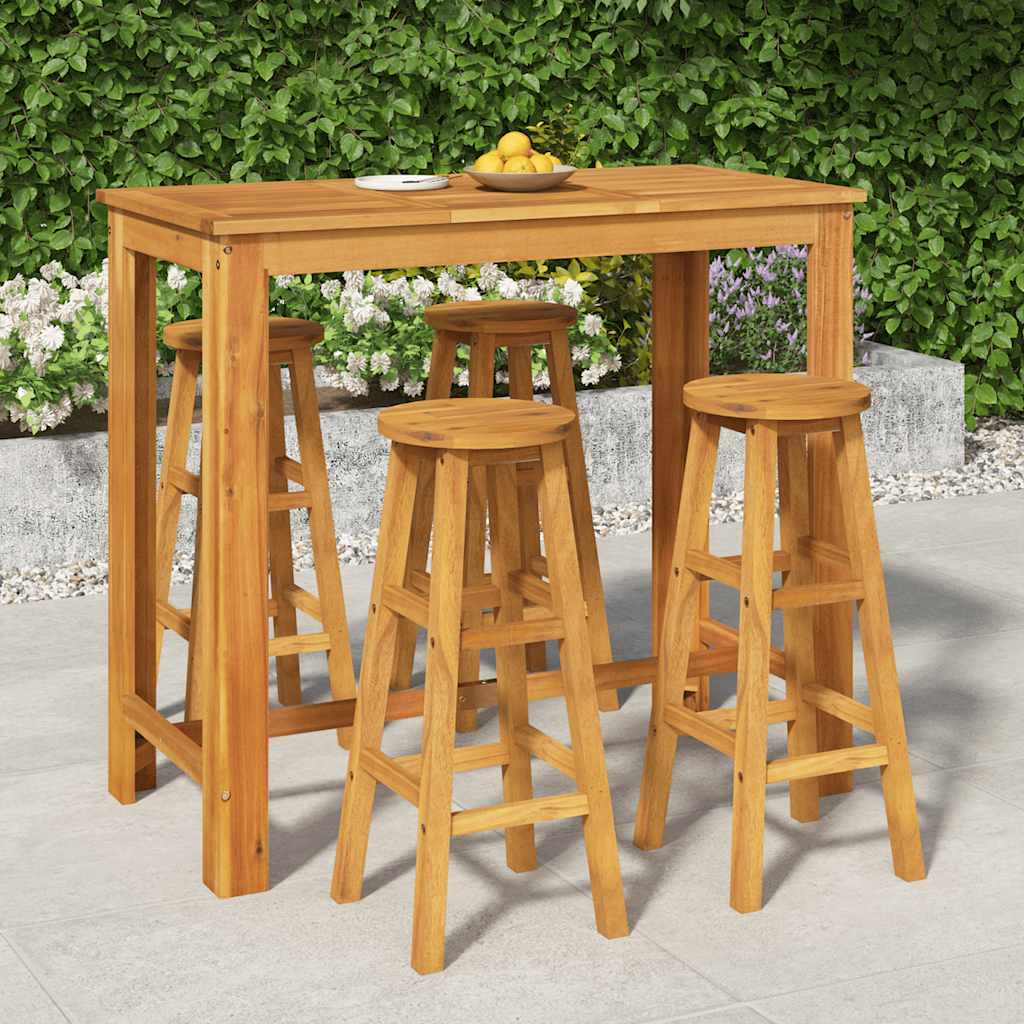 vidaXL 5 Piece Garden Bar Set Solid Wood Acacia 1
